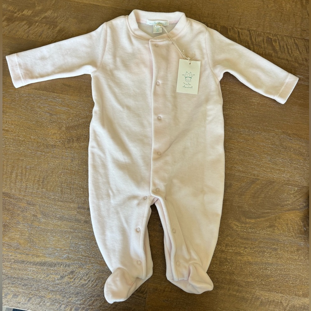 Marie Chantal angel wing velour onesie